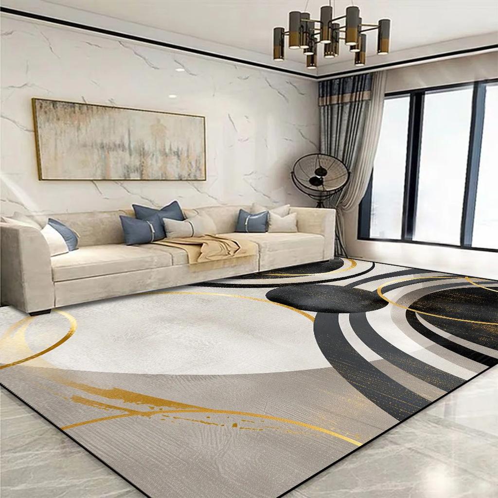 Современный золотистый геометрический ковер для гостиной, большой площади, для украшения дома, коврики для спальни, мягкий, нескользящий, 200x300, коврик для дивана в гостиной