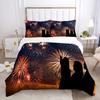 Красочный комплект постельного белья «Огни» из стираного хлопка, пододеяльник «Фейерверк» размера «Квин», праздничная рождественская тематика, мягкий чехол для одеяла