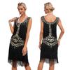 1920S Vintage Gatsby Ball Gown, Round Neck Sequin Embroidered  Suspenders Large Size Dress