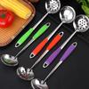 Kitchen Strainer Stainless Steel Spoon Cooking Colander with Plastic Anti-scald Handle Hot Pot Ladle Handing Hole Cookware