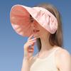 Summer Women Sun Hat Pleat Design 13.5cm Large Brim Empty Top Cap Foldable Portable Hair Band Outdoor Anti-UV Beach Panama Hat