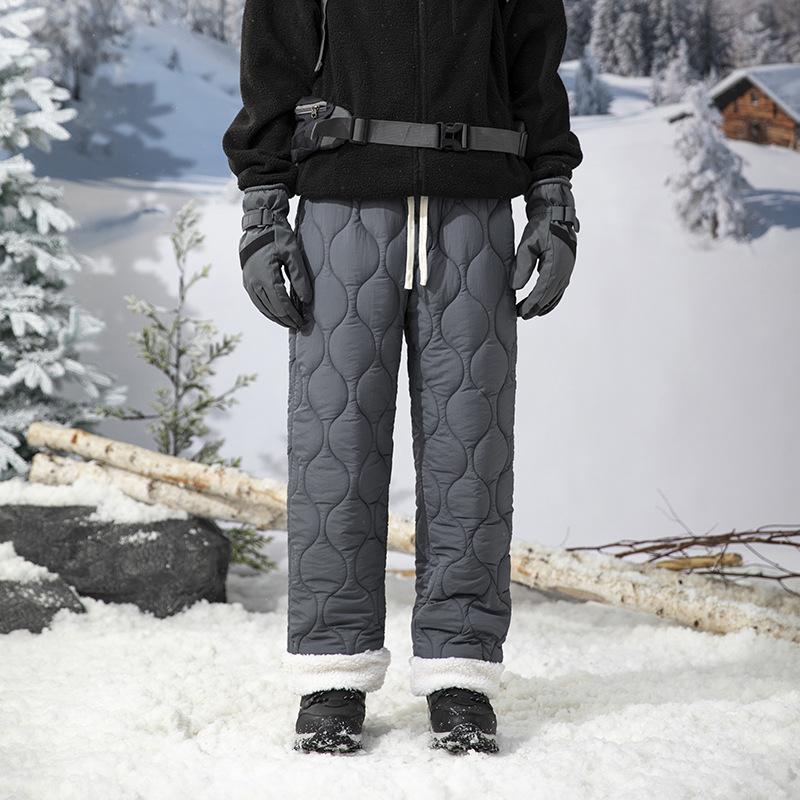 Зимние пуховые брюки мужские модные лыжные водонепроницаемые толстые флисовые теплые прямые хлопковые брюки женские повседневные утепленные брюки с защитой от холода