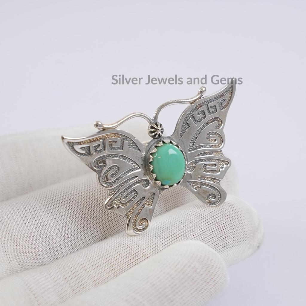 Turquoise Butterfly Ring, 925 Sterling Silver Ring, Southwestern Handmade Ring, Gemstone Ring, Anniversary Ring, Butterfly Ring