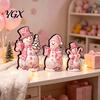 Cute Cartoon Christmas Figurines 3Pcs Wooden Tabletop Decor, Snowman Gingerbread Man Figurines, Festive Figures Table Centerpiece, Rustic Ornaments