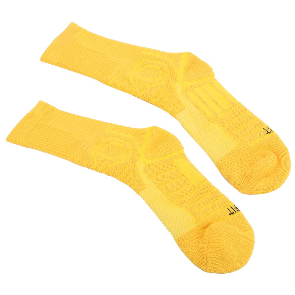 1 пара спортивных нескользящих носков, дышащие носки для баскетбола, футбола, атлетики, с защитой(желтый )