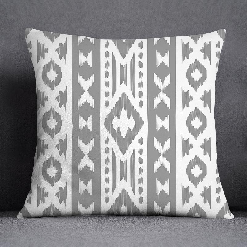 Gray Low White Flower Pattern Home Decoration Pillowcase Square Pillowcase Home Office Decoration Cushion Cover