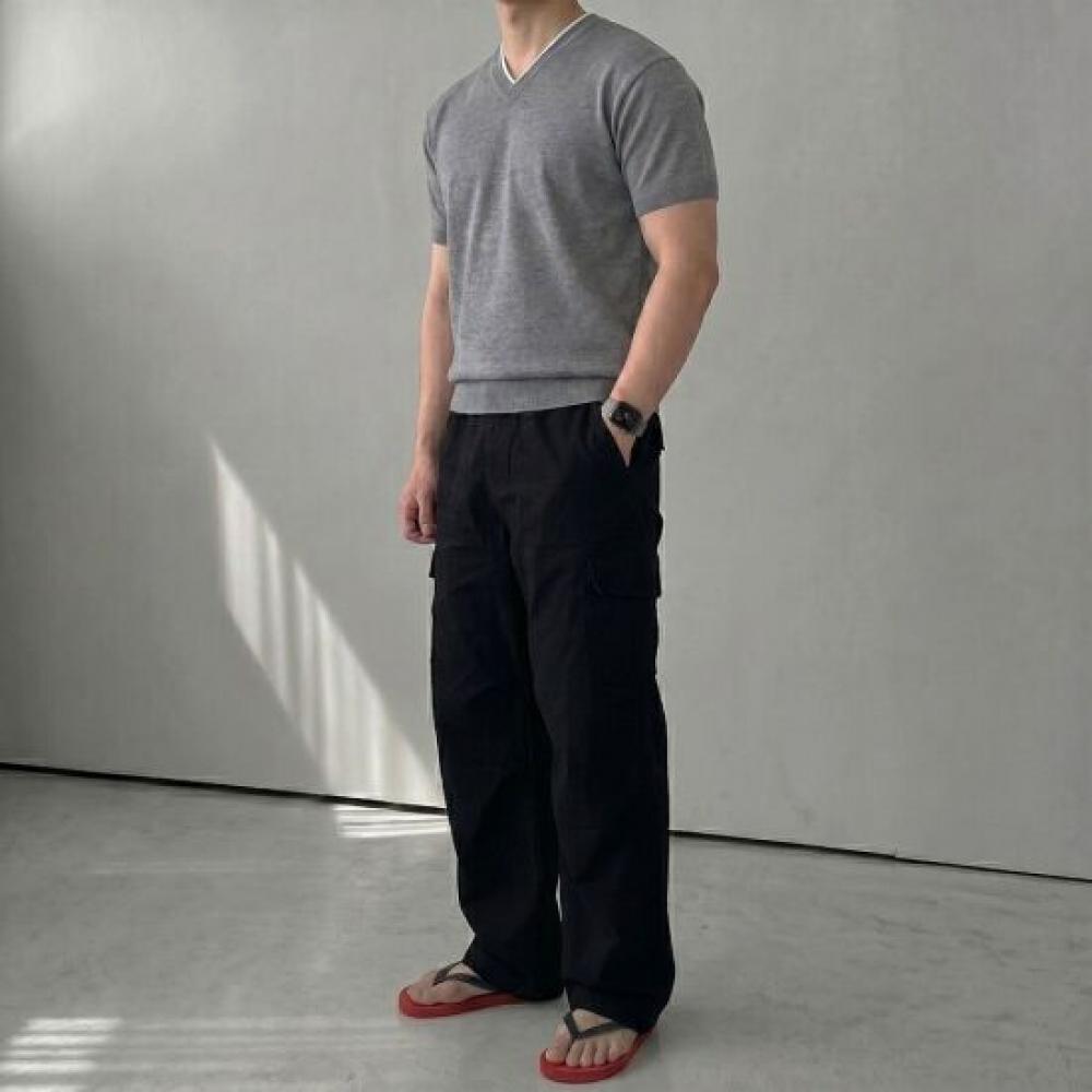 Onl Men Ringer V Neck Crop Short sleeVe Knit Muscle Fit Nk 1+1