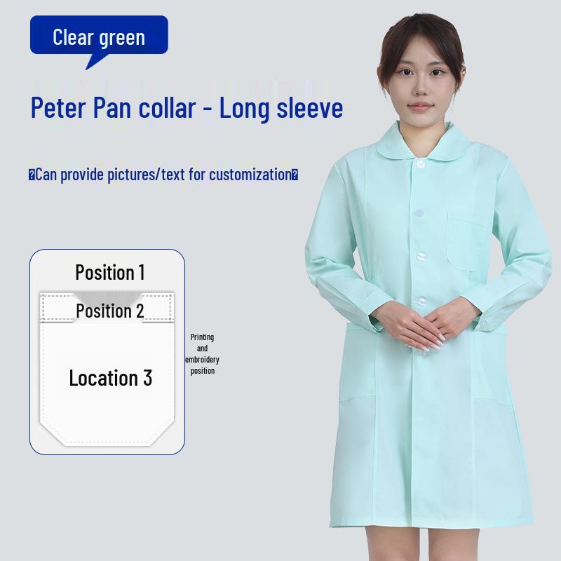 Unisex Saint Snowland Peter Pan Collar Doctor's White Coat - Long Sleeve for Dental & Hospital Professionals
