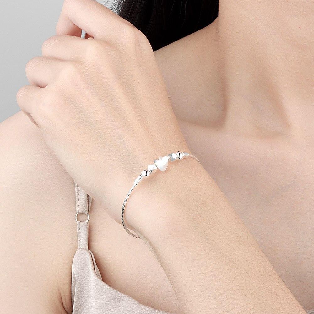 Стерлингового Серебра 925 пробы, регулируемый круглый бисер в форме сердца, браслет и браслет для женщин, свадебная вечеринка, элегантные ювелирные изделия, Sl455