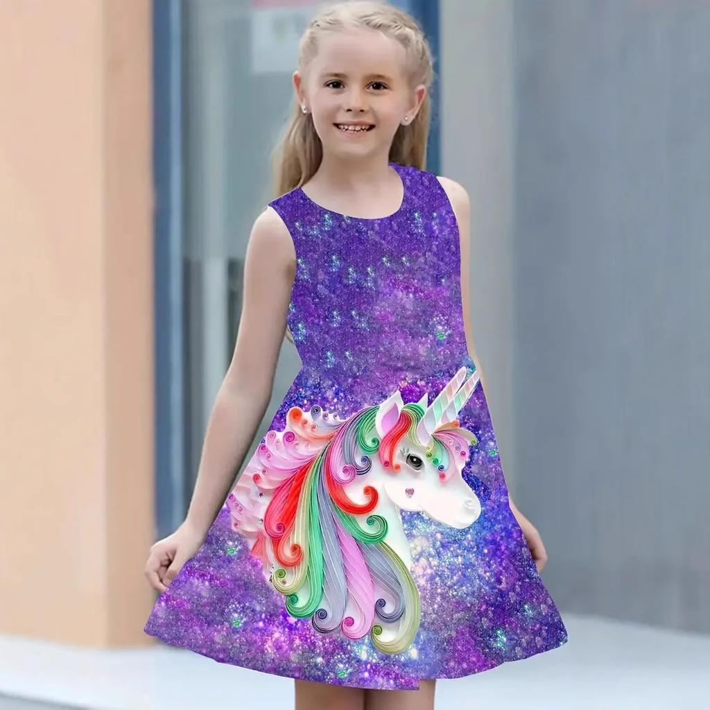 Summer New 3D Digital Printing Models of Foreign-style Cute Girls Princess Dresses