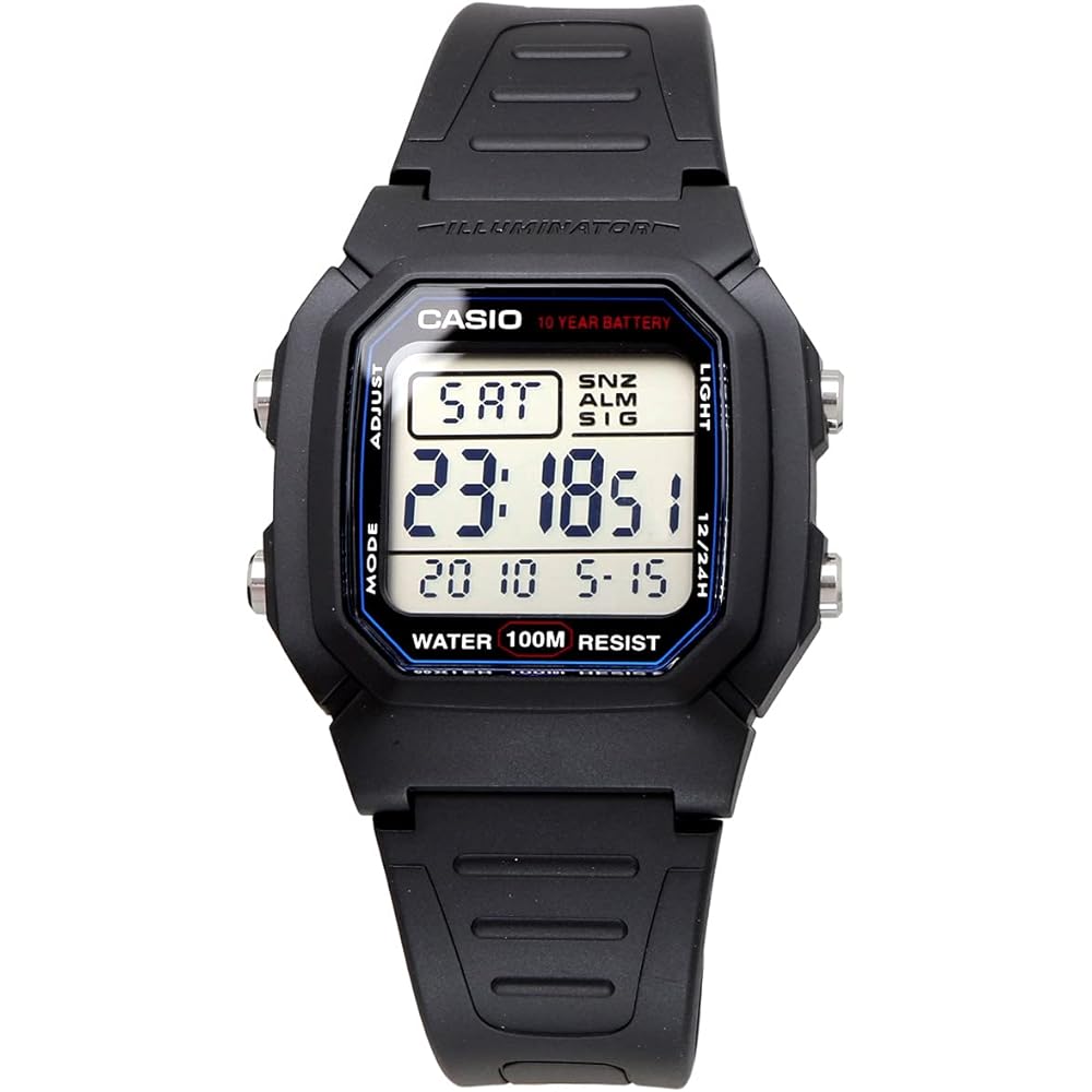 Casio Стандартные цифровые мужские часы W-800H-1AV Черные Водонепроницаемые Легкий дизайн