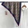 Korean design retro literary blue striped triangle scarf silk scarf summer thin scarf neck accessories small scarf