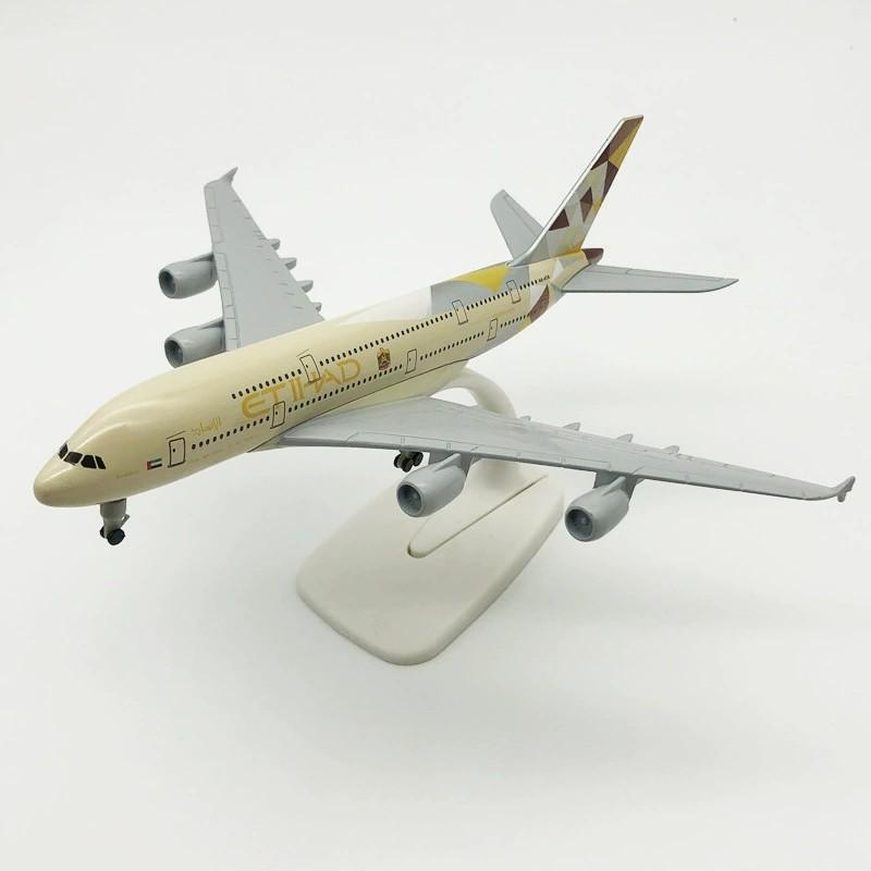 20СМ A380 Etihad Airways Литая модель самолета из сплава Модель с колесами Стенд для самолета Коллекционный Декор для витрины