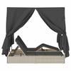 Double Sun Lounger Light Grey 205 x 129 x 200 cm Poly Rattan