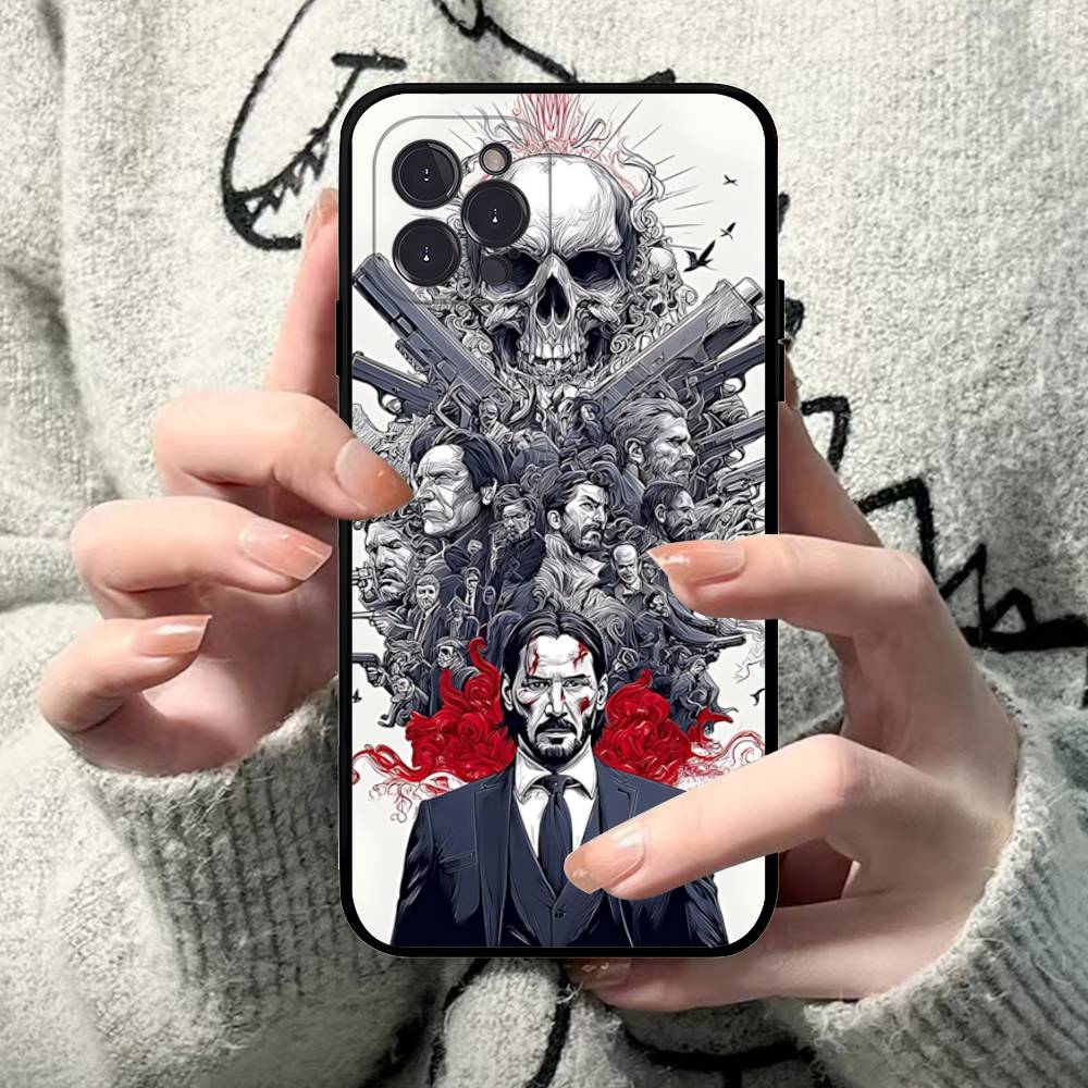 1 шт. Классический чехол для телефона J-john Movie W-wick для iPhone 17 Air 16 15 14 13 12 11 Pro Max 16 15 14 Plus Мягкий чехол из ТПУ