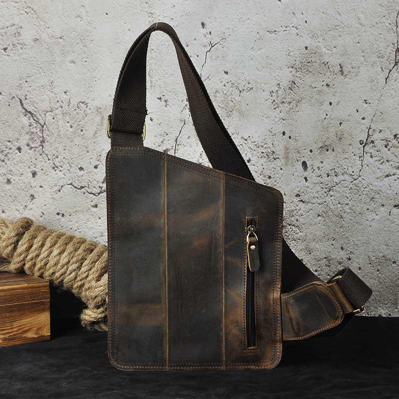 Мужская качественная кожаная модная повседневная сумка-мессенджер на нагрудном ремне, маленькая сумка-рюкзак через плечо