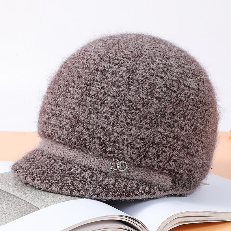 Шерстяная шапка, утолщенная шапка из кроличьего пуха «бабушка», теплая шапка, осенне-зимняя шапка для мамы, женская вязаная шапка от холода
