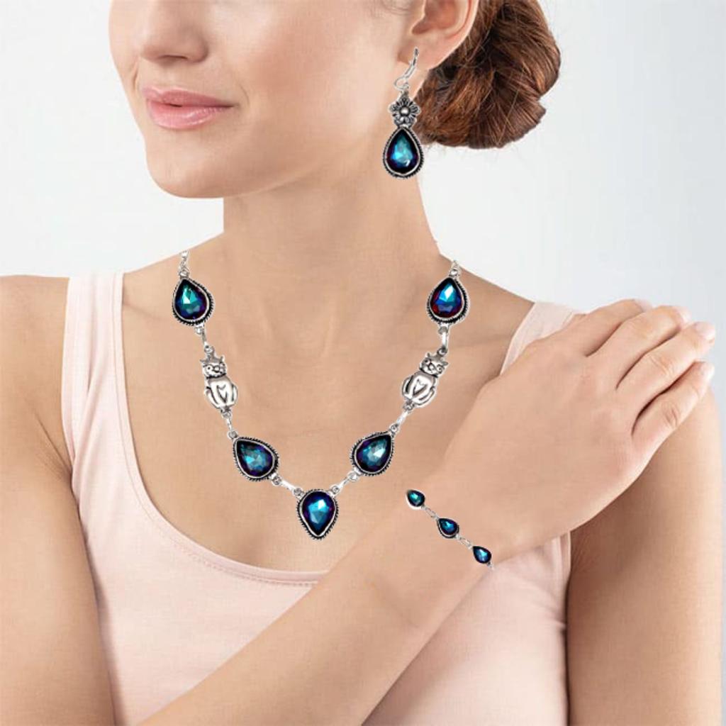 Mystic Topaz Titanium Handmade For Marriage Gift Jewelry Set 18-20''