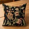 Vintage Black Floral Tapestry Print Throw Pillow Cover, Dark Academia Botanical Decorative Cushion