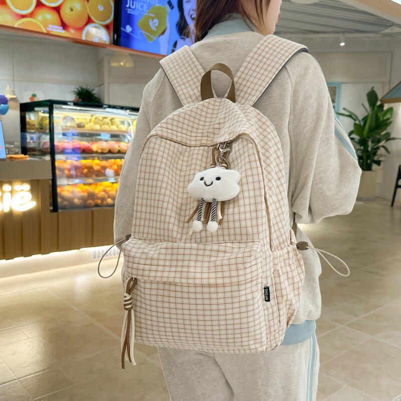 Студенческий школьный рюкзак Женский легкий водоотталкивающий клетчатый рюкзак Дорожный рюкзак