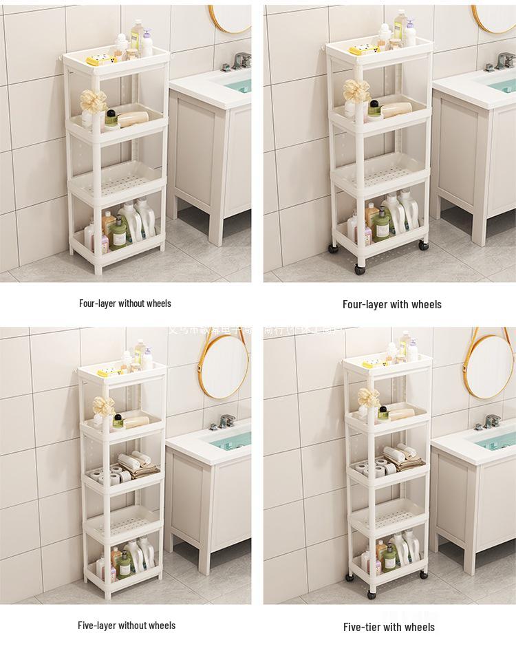 Напольная многоуровневая тележка для хранения косметики и закусок в ванной комнате