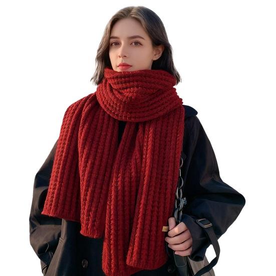 Women Scarf Thickened Warm Solid Color Scarf Autumn Winter Versatile Comfortable Knitting Long Scarf Fashion Accessory