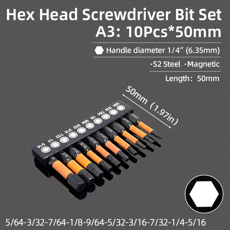 Набор отверточных бит с шестигранной головкой 50/100 мм, метрический, дюймовый, магнитный, S2, 1/4" шестигранный, Аллен, сверла, трещоточная рукоятка, ручные инструменты