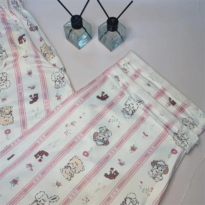 Свободные пижамные штаны с корейским рисунком для женщин - весна и осень