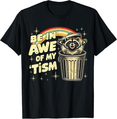 Autistic Raccoon Vintage Rainbow Be In Awe Of Meme Unisex T-Shirt