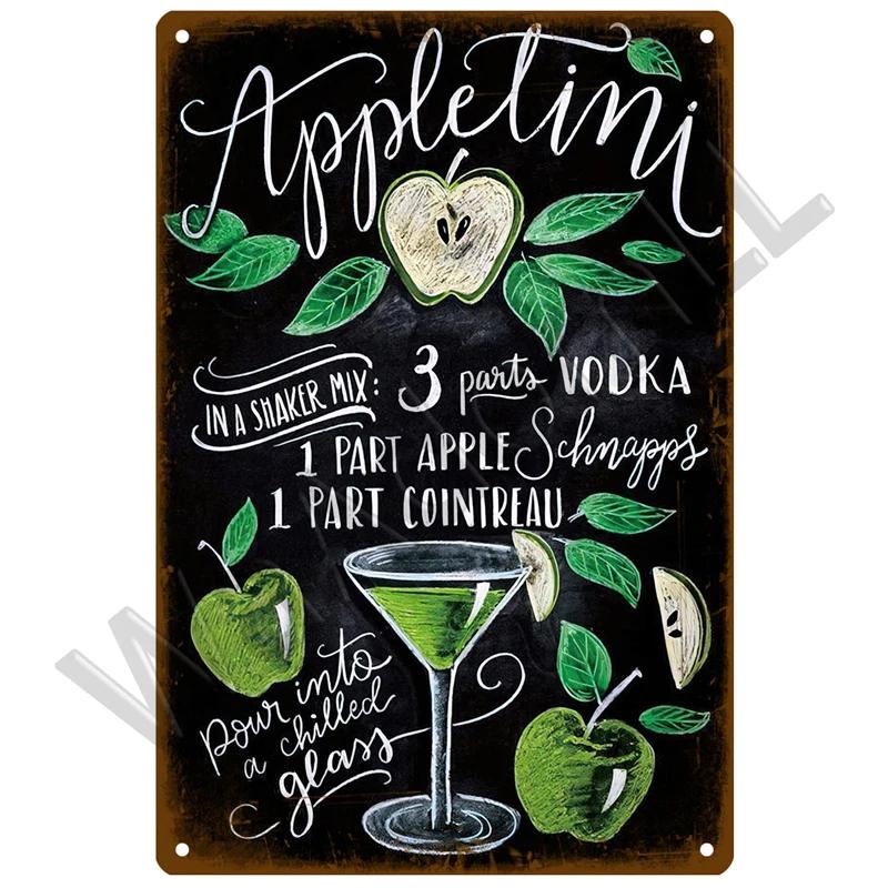 Tin Sign Decor Cocktail Metal Sign Plaque Metal Plate Vintage Iron Poster Wall Art Painting For Pub Club Man Cave Bar Decoration