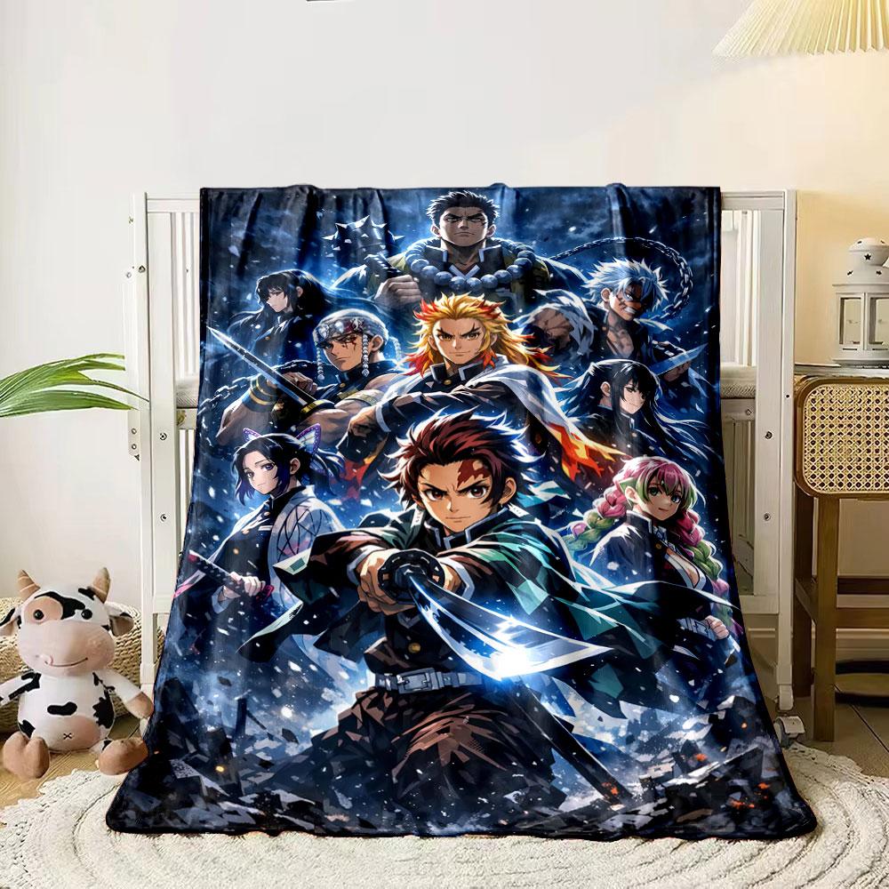 A group of warriors wielding weapons amidst a dramatic, snowy backdrop. for all seasons blanket lunch break throw gift