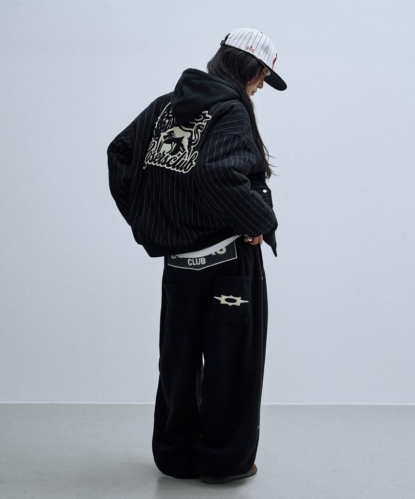Losers Club Striped Wool Varsity Jacket Black