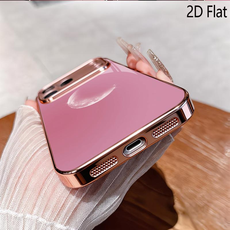 OonGlow 2DFlat Для iPhone17 18 16 15 14 13 12 11 Pro Max XS XR 8 7Plus Чехол для телефона Ударопрочный Защитная задняя крышка
