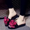 Обувь Holfredterse для женщин, сандалии 2022, женские летние тапочки, плоские домашние туфли на танкетке, большие размеры 40 41 42, бант 7109W