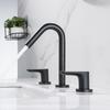Double Handle Three Hole Bathroom Basin Faucet Black 304 Stainless Steel Hot And Cold Mixed Washbasin Faucet Black Basin Tap