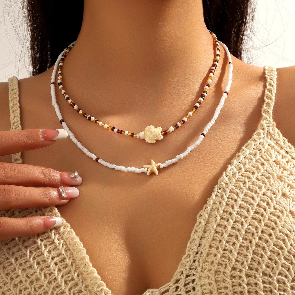 Ожерелье для женщин Ювелирные изделия Океан Богемное ожерелье Отпускная звезда Натуральная ракушка Бусины Ключица Цепочка Ожерелье Элегантное ожерелье для нее