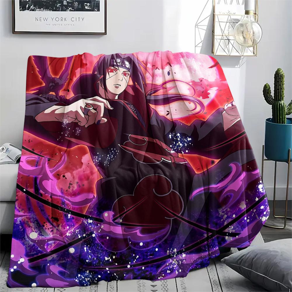 Фланелевое одеяло с узором Итачи Учиха из аниме Наруто, Высококачественное, Удобное для всех сезонов, Декор для дома, Тепло и уют, Идеально для подарков.