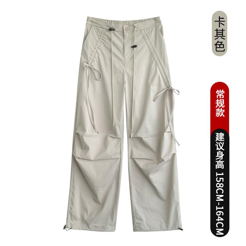 Женский комбинезон с широкими штанинами и бантом, новинка весны и осени, с высокой талией, облегающий, свободные брюки прямого кроя, спортивные повседневные брюки