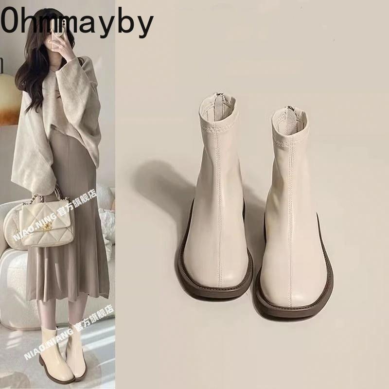 Fashion Autumn Winter Warm Fur Women Ankle Boots Fashion Elegant Soft Leather Shoes Casual Low Heel Women's Short Booties