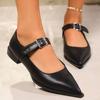 New Women Heels 2.5cm Small Heel Pointed-toe Pumps Fashion Buckle Strap Mary Jane Thin Shoes Lady Black Heels Leather Work Shoes