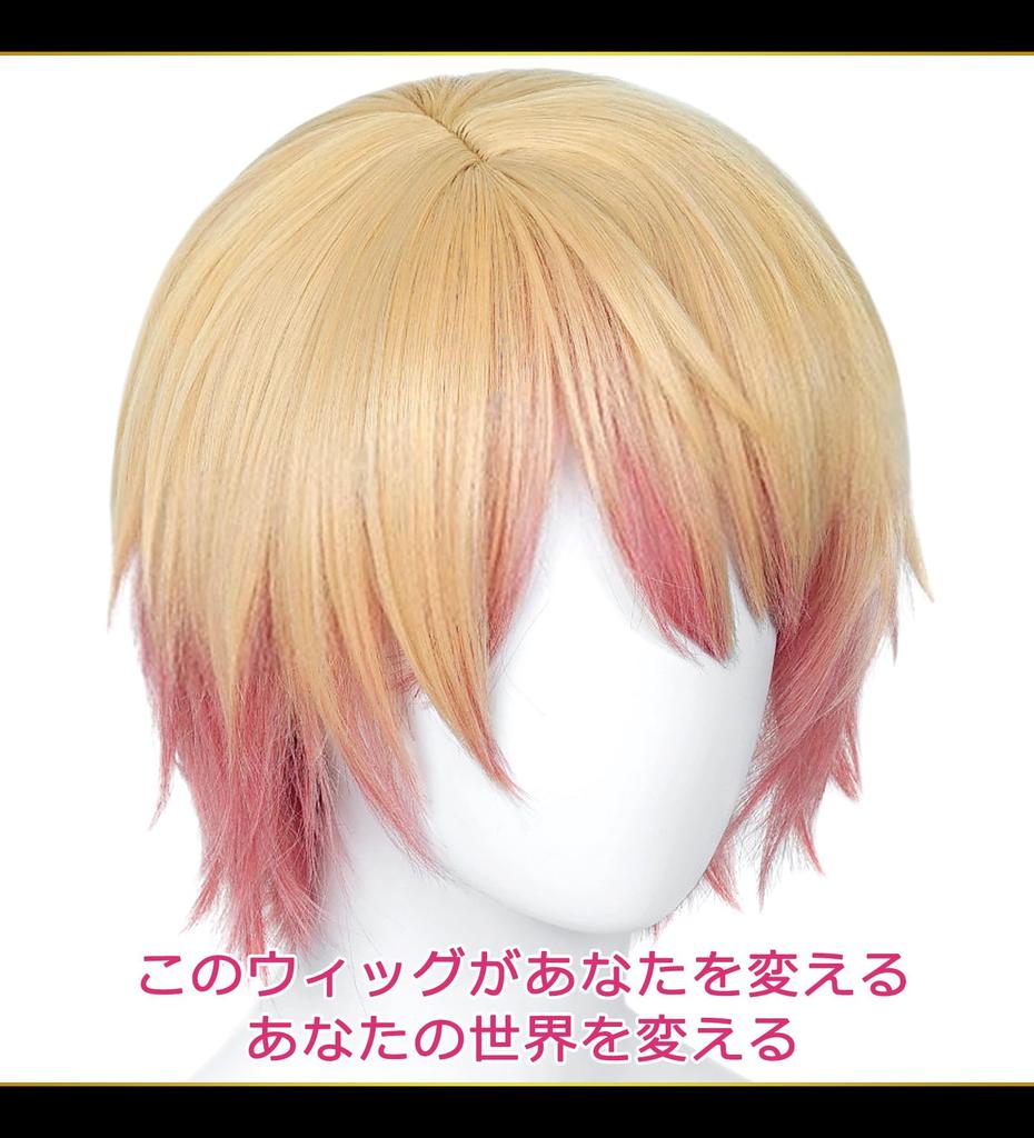 Парик CaseEden для косплея Premium Tenmashi Project Sekai Short Gold Pink 6035 &