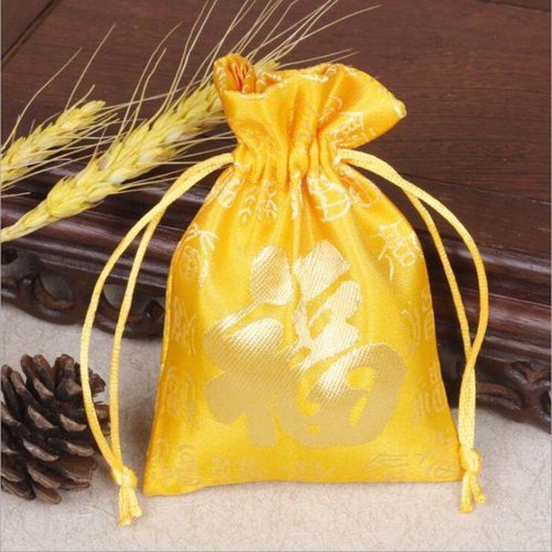 Красная тканевая сумка, сумка для ювелирных изделий, подарочная упаковка, парчовая сумка, новогодняя счастливая сумка