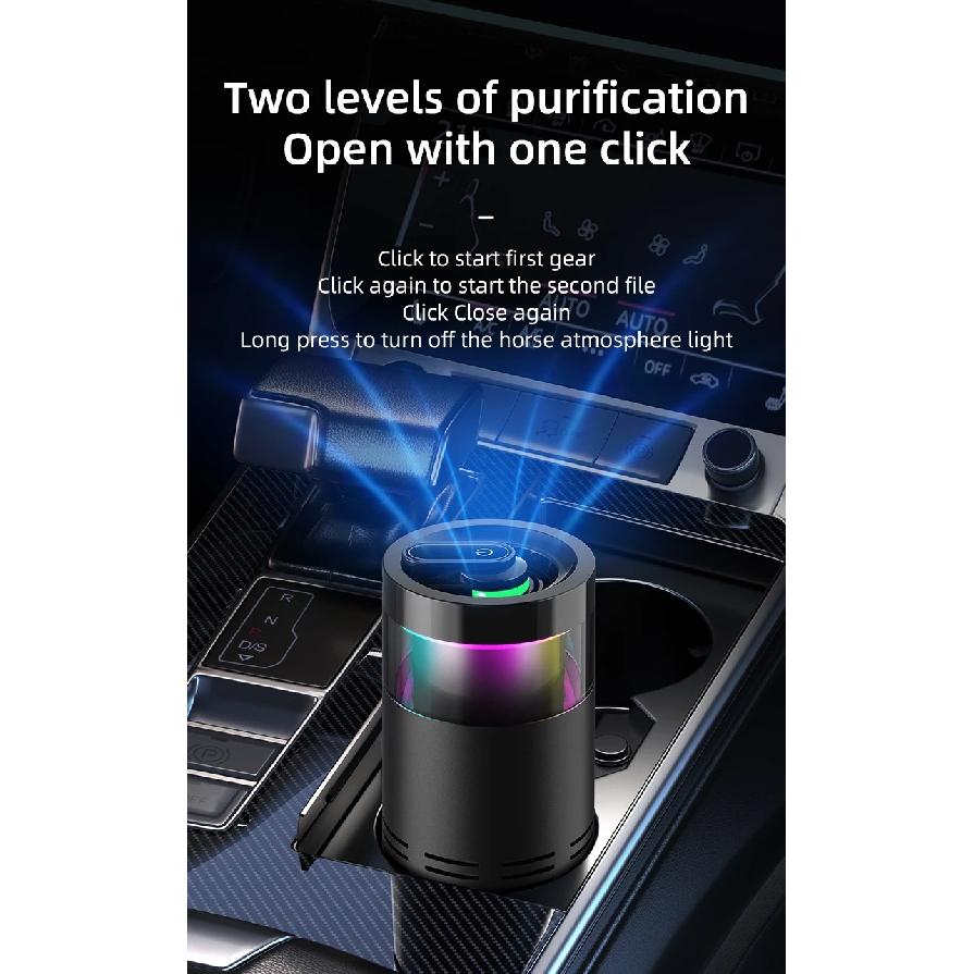 Car Air Purifier Negative Ion HEPA Filter Removal Formaldehyde Odor Deodorizer Dust Smoke Vehicle Air Cleaner