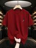2026 New 100 Cotton Tee Minimal Left Chest Feather Small Graphic Casual Short Sleeve
