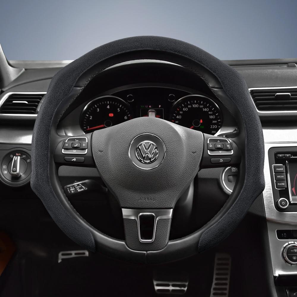 Подходит для премиальных замшевых накидок на руль Volkswagen с кнопками, нескользящие и прочные, доступны для рулей D-образной формы, совместимые