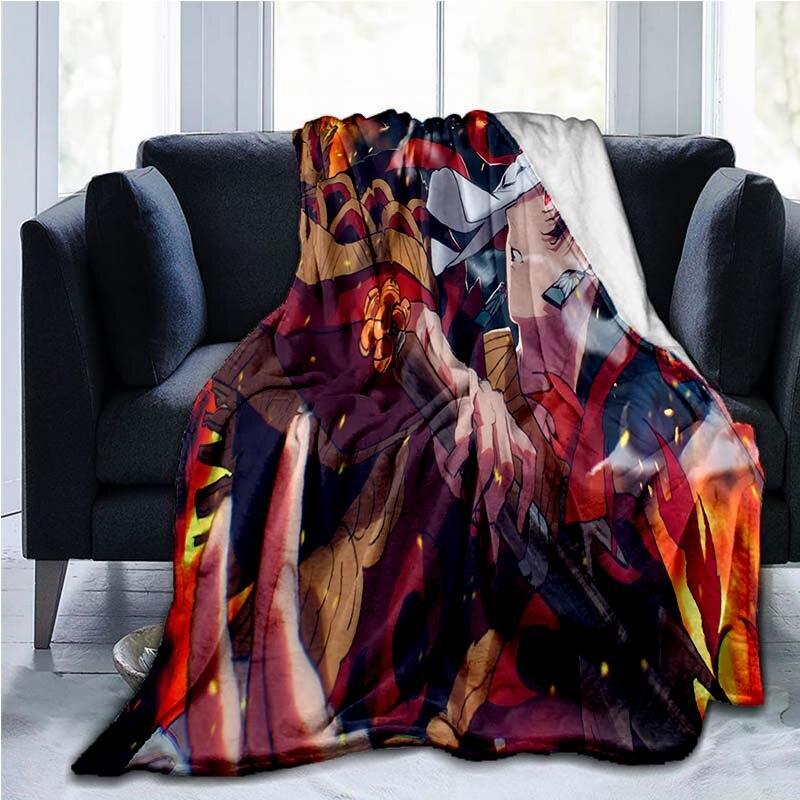 Devil's Blade Anime Home Textile Demon Slayer Kimetsu No Yaiba Kamado Tanjirou Nezuko Double Plush Lamb Down Blanket Bedding