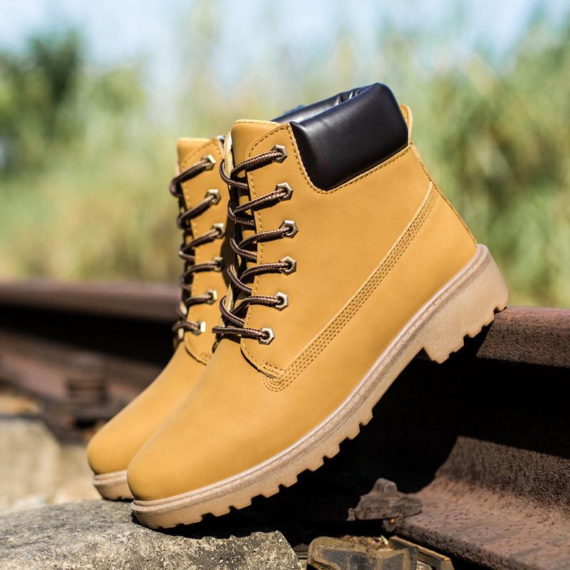 Winter Boots Men Shoes Hot Warm Plus Fur Winter Snow Boots Work Shoes Men Pu Leather Lace-up Ankle Boots Men Plus Size