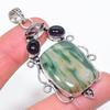 Natural Green Apatite, Amethyst 925 Sterling Silver Jewelry Pendant 2.60" V2h58