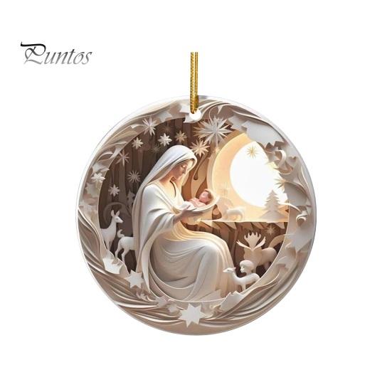 Nativity Scene Ornaments Acrylic Flat Hanging Pendant Keepsake The Birth of Jesus Decor for Christmas Tree Party Car Wall Door
