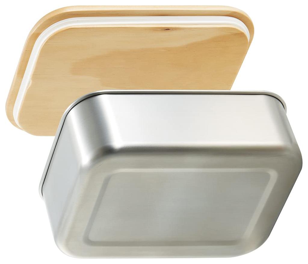Skater Stainless Steel Lunch Box with Wooden Single 1030ml Lid, Tier, Capacity, Men's, STLBT11B-A